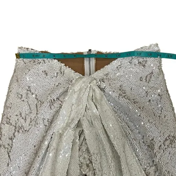 The Dolls House White Sequin Bow Mini Skirt | High Waist, Lined, Party - Picture 6 of 7